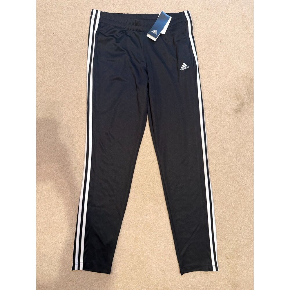 adidas T10 Climalite Track Pants Women M Black White 3 Stripe NWT